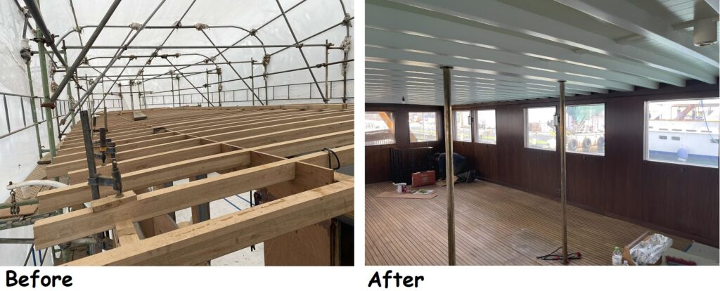 Boat reconstruction, before-after