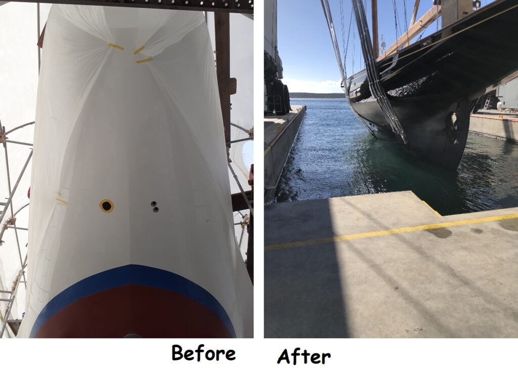 Sailboat renovation, before-after 3