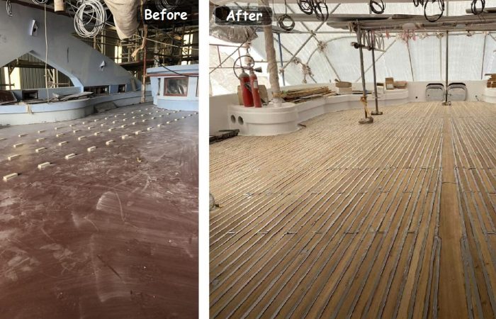 Yacht deck renovation, before-after