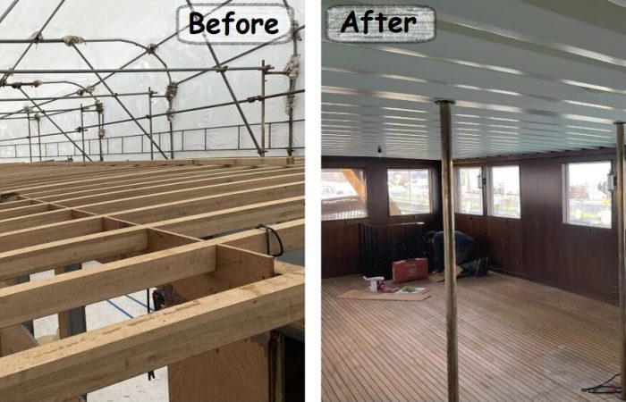 Boat reconstruction, before-after