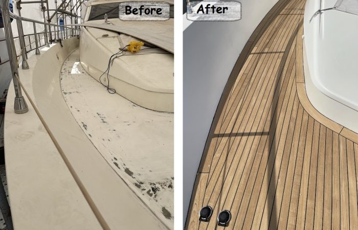 Yacht deck repair, before-after